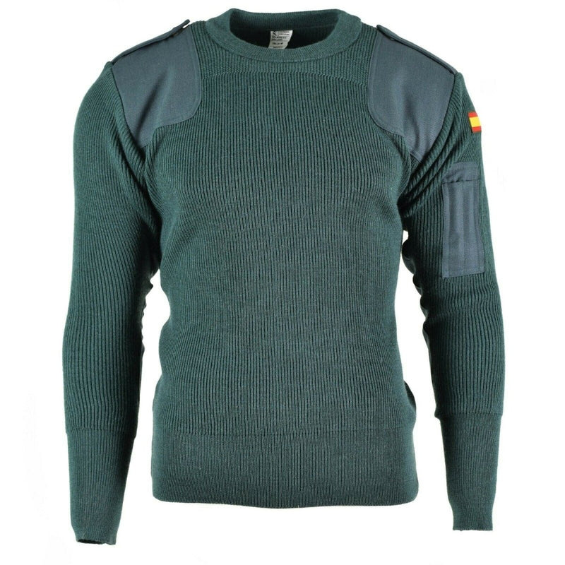 Genuine Spanish Army Commando Jumper with reinforced shoulders and elbows, featuring a pen pocket and Spanish flag patch.