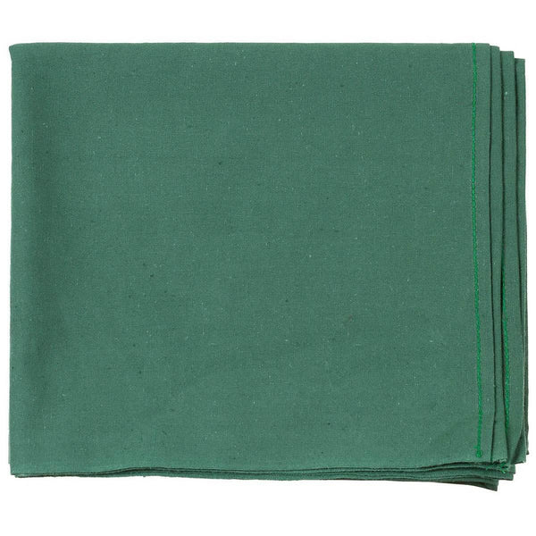 Stack of green napkins on a white background