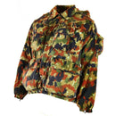 Genuine Swiss Army M70 Alpenflage camo sniper combat jacket with hood, multiple pockets, and durable cotton fabric.
