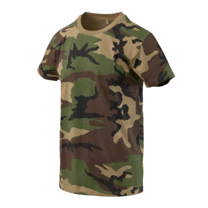 Helikon - Tex Klasyczny T-shirt z krótkim rękawem o swobodnym kroju, bawełniany Woodland Camo - GoMilitar