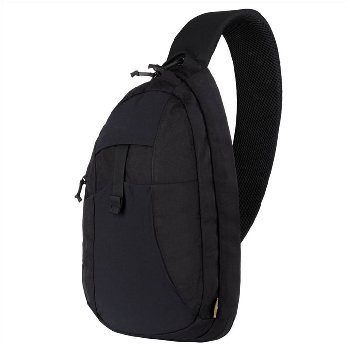 Plecak Helikon-Tex EDC Sling 6,5L z czarnej nylonowej Cordury, z wyściełanym paskiem i wieloma przegródkami zapinanymi na zamek