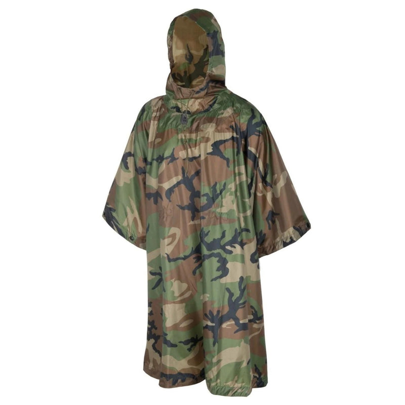 Helikon - Tex U.S. Army Model Poncho Waterproof Tactical Rain Gear Woodland Camo - GoMilitar