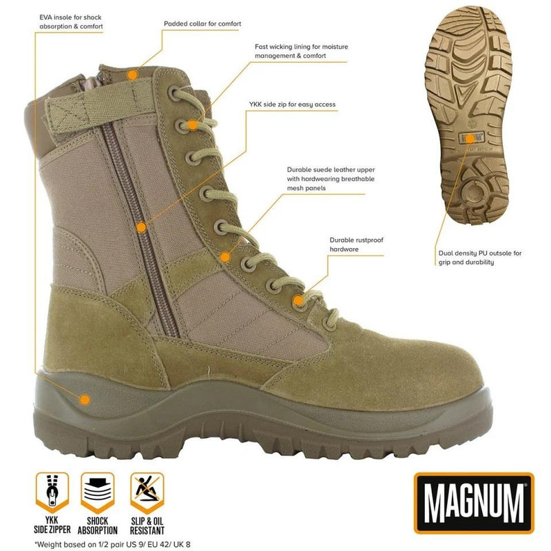 Hi-tec Turining Boots Magnum Centurion 8.0 Coyote Tactical Footwear Side Zip Nowy