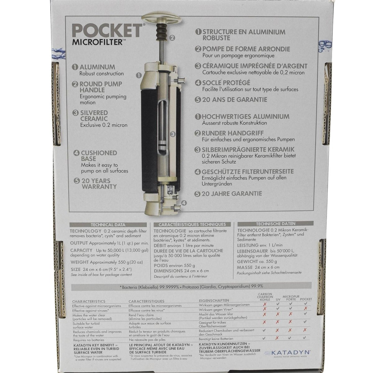 Katadyn Pocket Water Filtr Długo trwałe kempingowe premię do oczyszczania awaryjnego