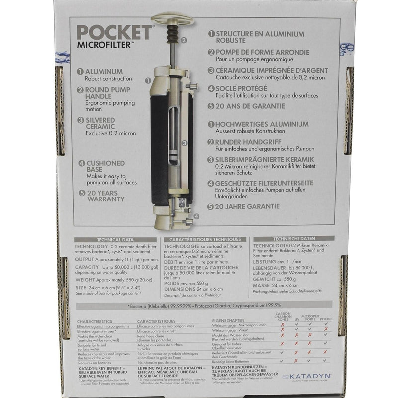 Katadyn Pocket Water Filtr Długo trwałe kempingowe premię do oczyszczania awaryjnego