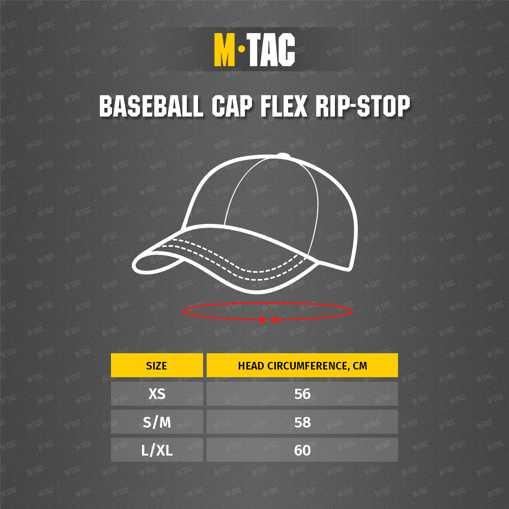 Taktyczna czapka z daszkiem M-Tac Elastyczny krój Ripstop Hook & Loop Ciemnooliwkowa L/XL
