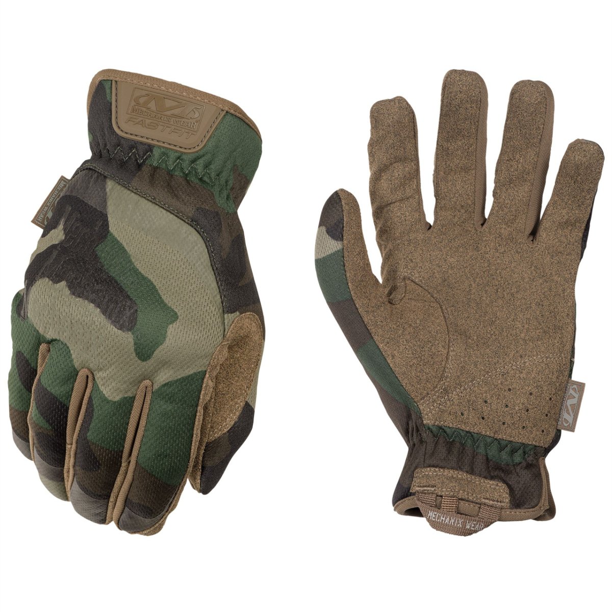 Rękawice taktyczne Mechanix Wear Fastfit Gen 2 z elastycznymi mankietami Woodland Camo
