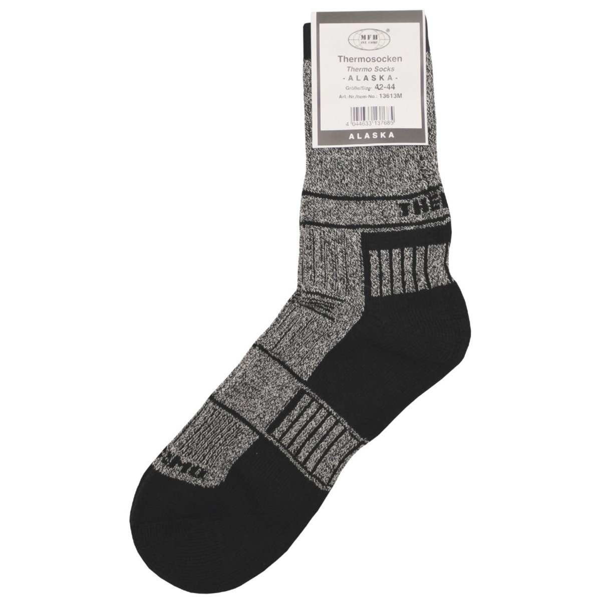 Skarpety termiczne MFH Alaska Dry Feet Wyściełana podeszwa Zintegrowane wsparcie łuku szare