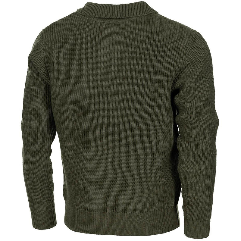 MFH Brand troyer style sweater quarter zip jumper rib knit olive pullover NEW - GoMilitar