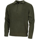 MFH Brand troyer style sweater quarter zip jumper rib knit olive pullover NEW - GoMilitar