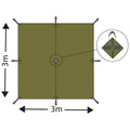 MFH Tarp Extreme Plandeka 3x3m Wodoodporna osłona wiatroszczelna do namiotu przeciwsłonecznego
