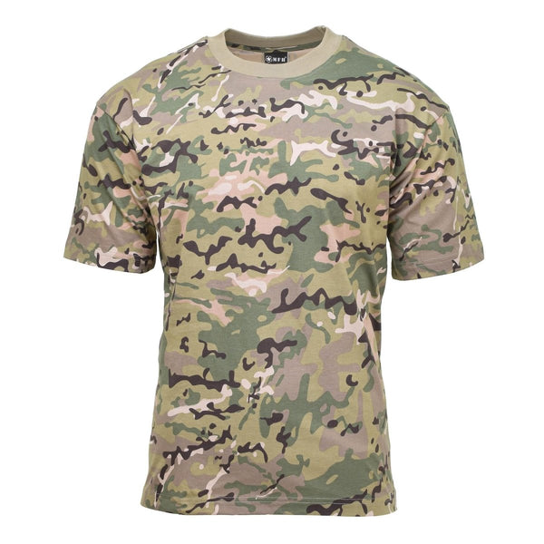 U.S. Army style short sleeve camo t-shirt, breathable, lightweight, durable, perfect for outdoor and active wear.