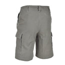 Back view of olive green Mil-Tec German Army style prewashed moleskin Bermuda military shorts.