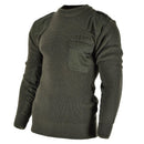 Mil-Tec German Bundeswehr commando olive green wool sweater with shoulder patches and chest pocket for men