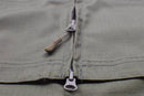 Close-up of olive drab Mil-Tec Chimera jacket durable ripstop fabric and heavy-duty zipper detail