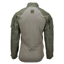 Back view of Mil-Tec olive tactical field combat shirt with breathable fabric and reinforced sleeves.