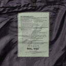 Mil-Tec cold weather parka with detachable liner and hood in black color, garment care label