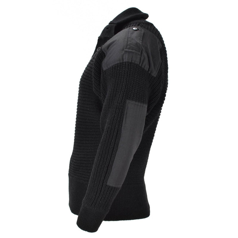 Mil - Tec Brand Sweater Austrian Army style Alpine Pullover Knit Men Black Wool - GoMilitar