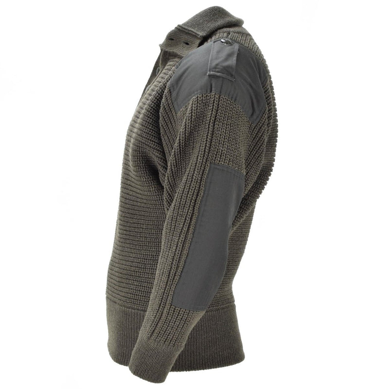 Mil - Tec Brand Sweater Austrian Army style Alpine Pullover Knit Men Olive OD Wool - GoMilitar