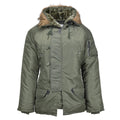 Mil-Tec marka amerykański styl wojskowy Aviator Parkana N3B Faux Fur z kapturem oliwka nowa