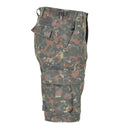 Side view of Mil-Tec U.S. Military style prewashed flecktarn camo ripstop cargo field shorts