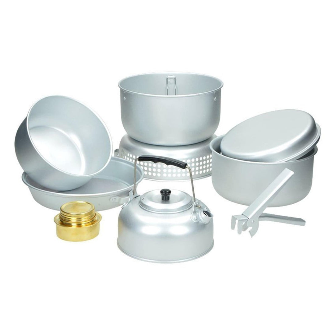 MIL-TEC Camping Set Zestaw naczynia naczynia naczynia kuchennego Alkohol Burner Aluminium Pot.
