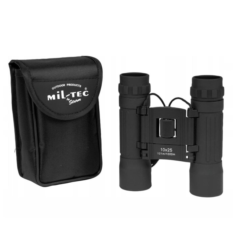 MIL-TEC składane lornetki 10x25 Clear View Ochronna nylonowa torba czarna