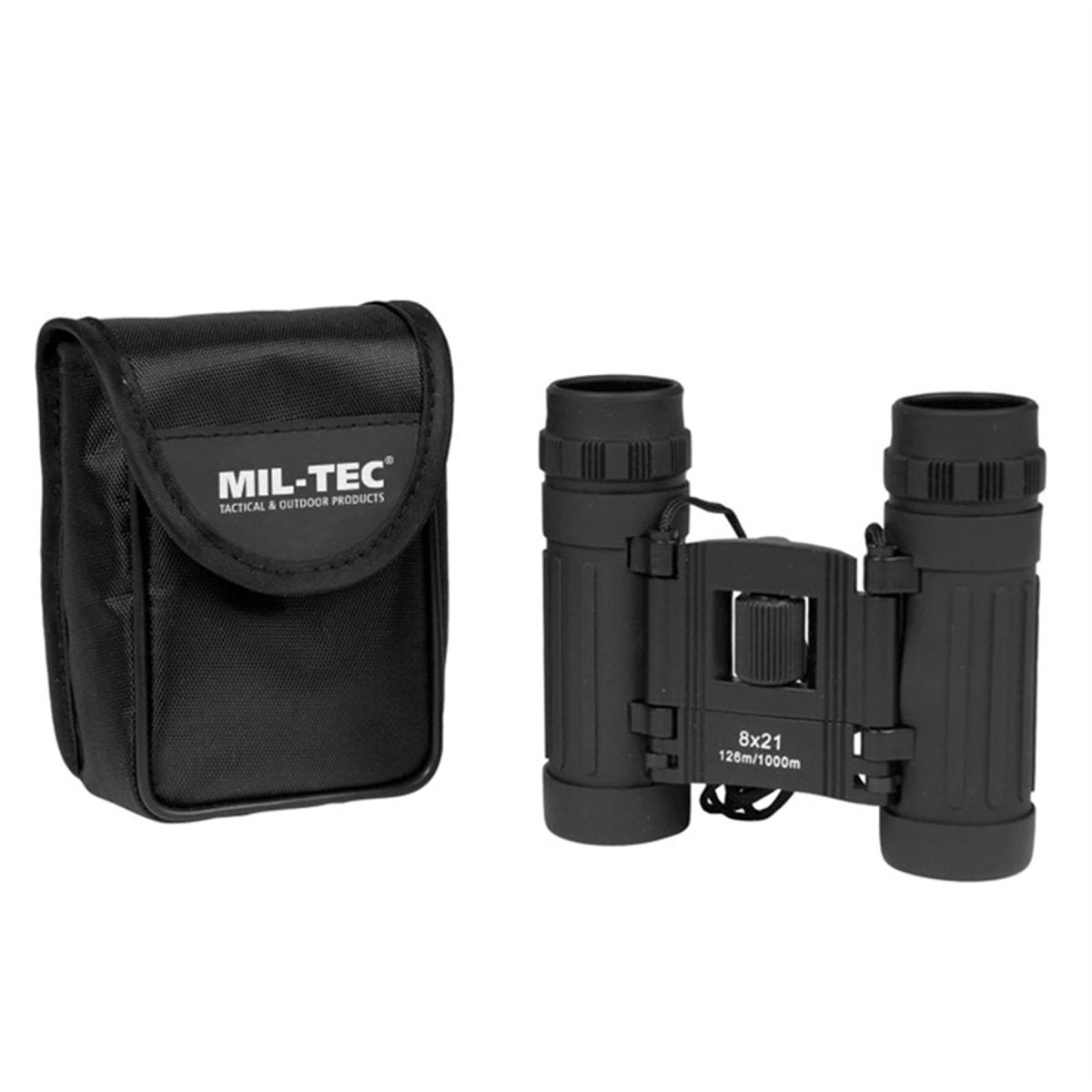 MIL-TEC składane lornetki 8x21 pola widzenia 126M nylonowa torba zawierająca czarny