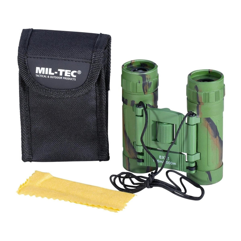 MIL-TEC składane lornetki 8x21 pola widzenia 126M nylonowa torba zawierała kamuflaż