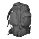 Black MIL-TEC COMMANDO 55L waterproof trekking backpack with multiple compartments and padded hip belt for comfort.