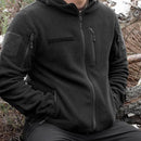 MIL - TEC GEN II Fleece Jacket Warm Reinforced Elbows Hood Chest Pocket Black - GoMilitar