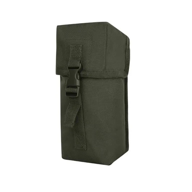 Olive green MIL-TEC tactical MOLLE pouch with buckle, compact and durable for outdoor and military use