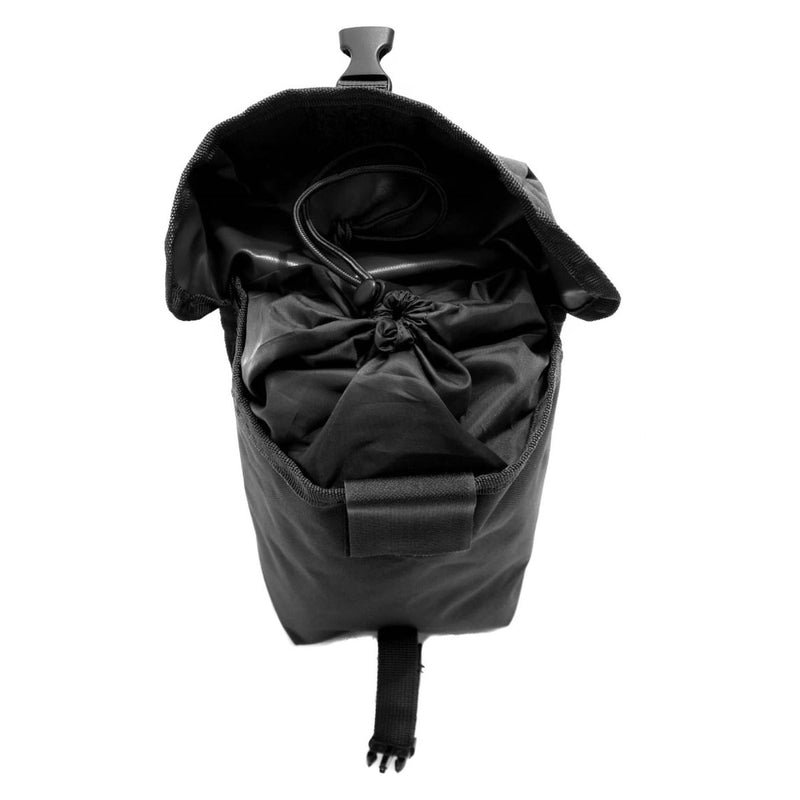 Black MIL-TEC multipurpose tactical pouch with drawstring closure and MOLLE attachment for versatile outdoor use.