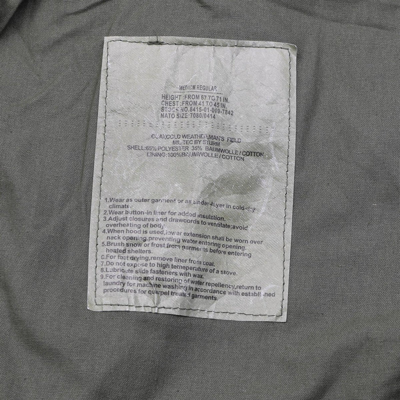 MIL - TEC Parka M65 US army style Jacket Detachable Thermo Liner Hidden Hood OD - GoMilitar