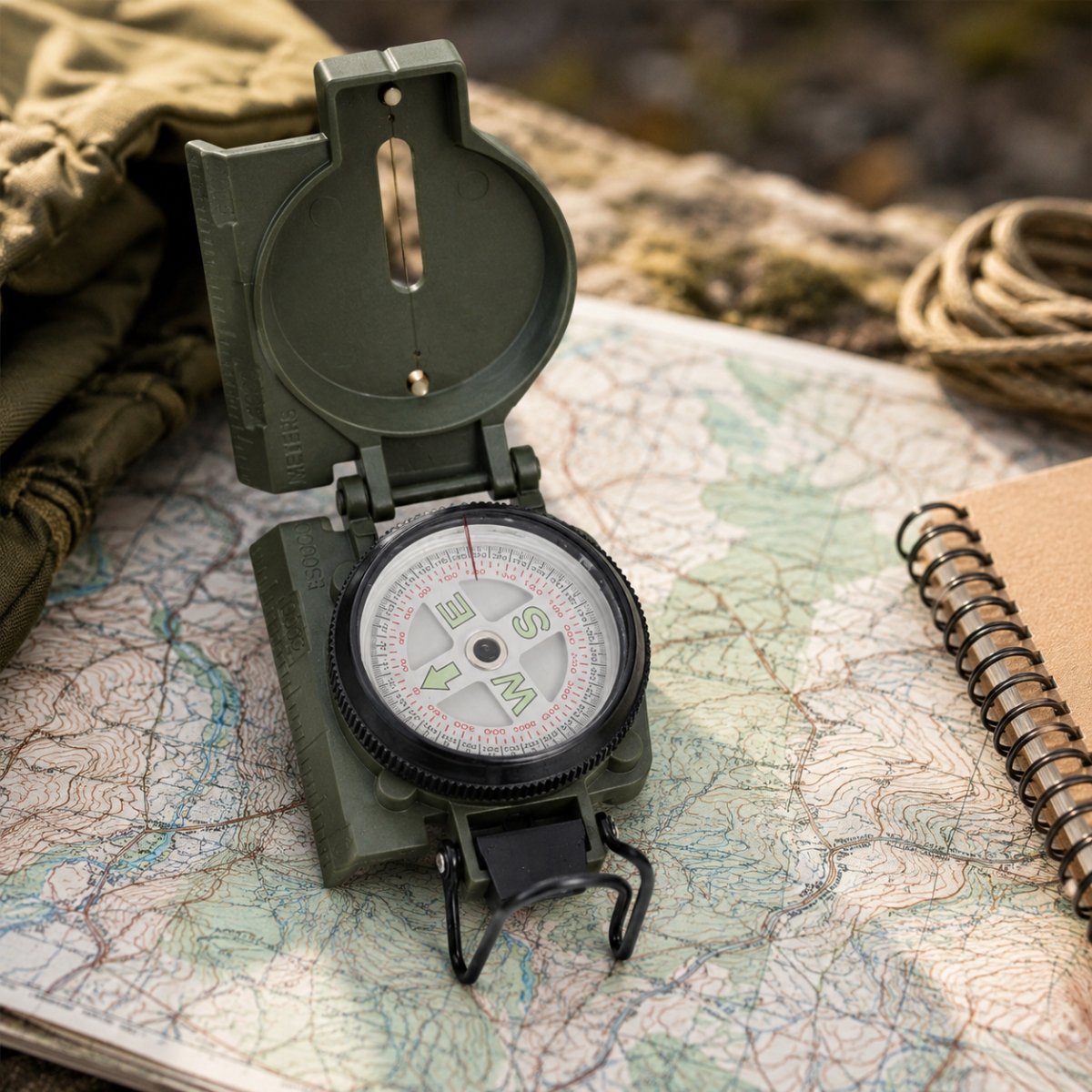 Mil-Tec Ranger Metalowy kompas turystyczny Camping Narzędzie do nawigacji na świeżym powietrzu Zielony OD