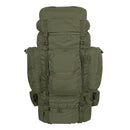 Large olive green MIL-TEC RECOM hiking rucksack with multiple compartments and padded straps for trekking and outdoor use.