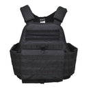 Black MIL-TEC tactical plate carrier vest with adjustable straps and MOLLE webbing for modular attachments and ballistic protection