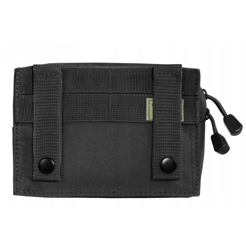 Black MIL-TEC universal belt pouch with MOLLE webbing, durable tactical utility bag with secure belt attachment.