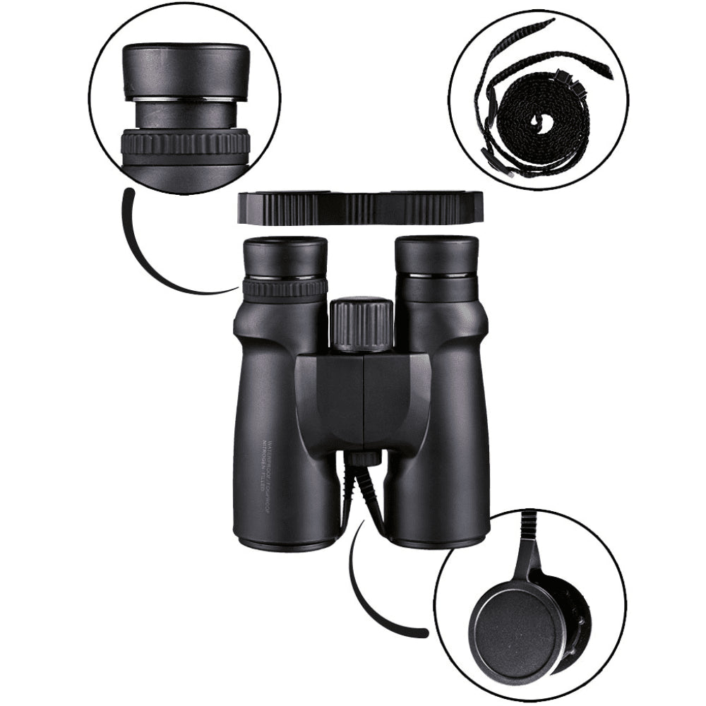 Lornetka Mil-Tec Wodoodporna 8x42 Czarna Outdoorowa lornetka łowiecka z optyką turystyczną