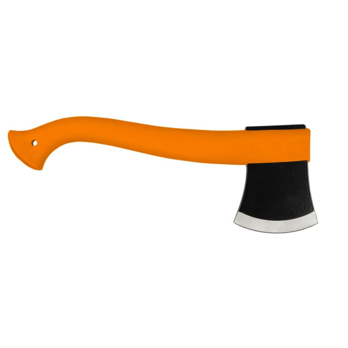 MORAKNIV Lekki topór kempingowy do użytku zewnętrznego z pomarańczową ergonomiczną rękojeścią i ostrzem ze stali borowej powlekanej na czarno.