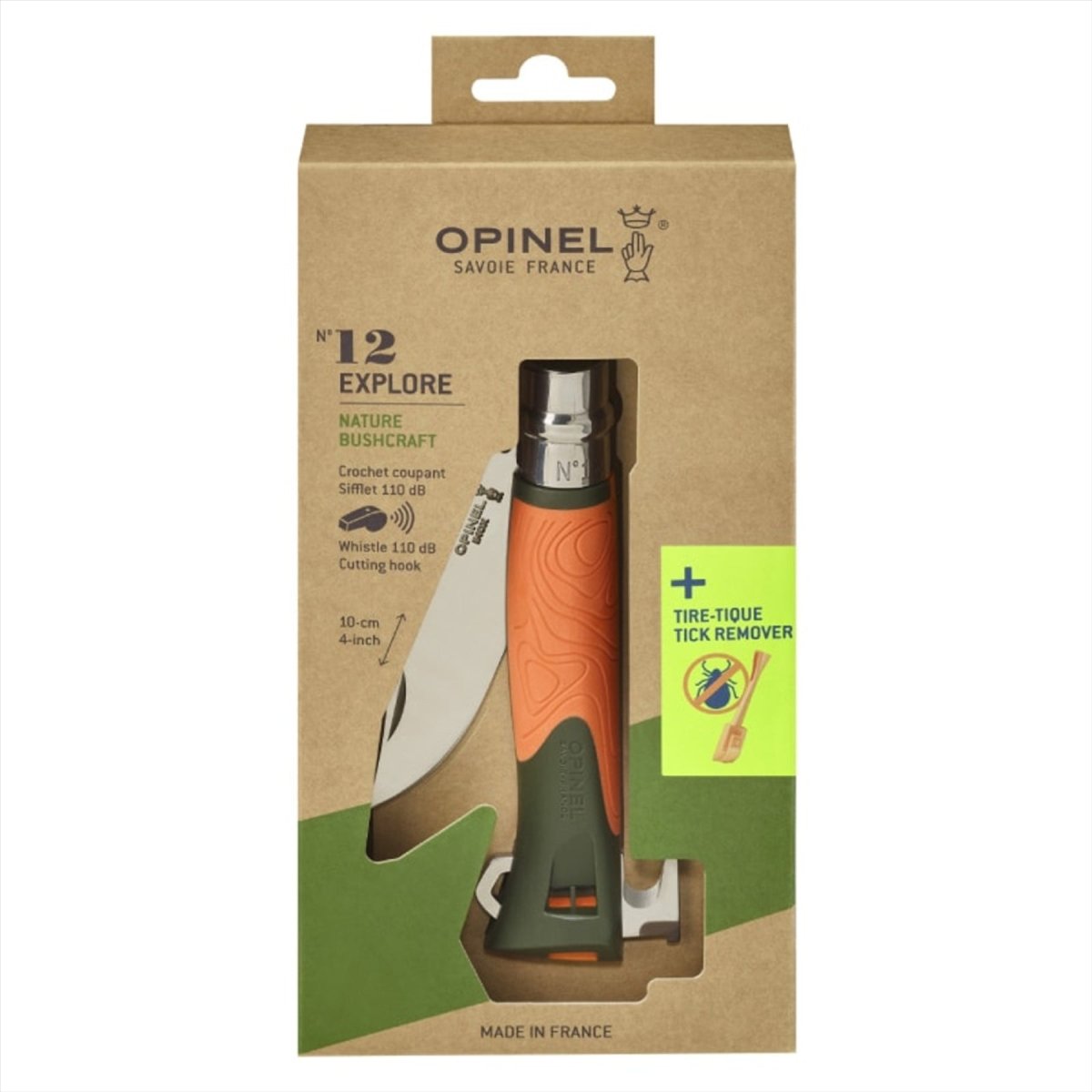 Opinel N°12 Poznaj składany scyzoryk 10 cm z ostrzem ze stali nierdzewnej 12C27