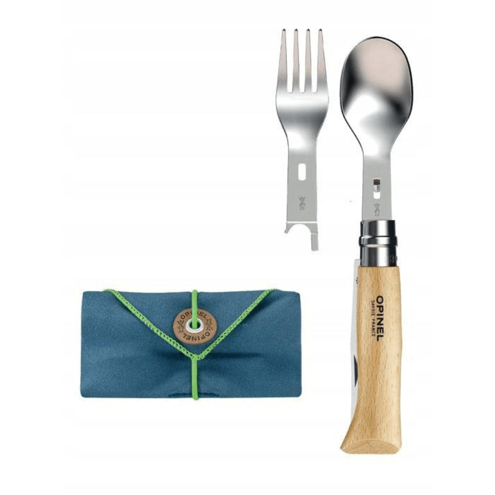 Opinel Picnic+ N°08 Zestaw sztućców Nóż składany Łyżka Widelec Camping Buk
