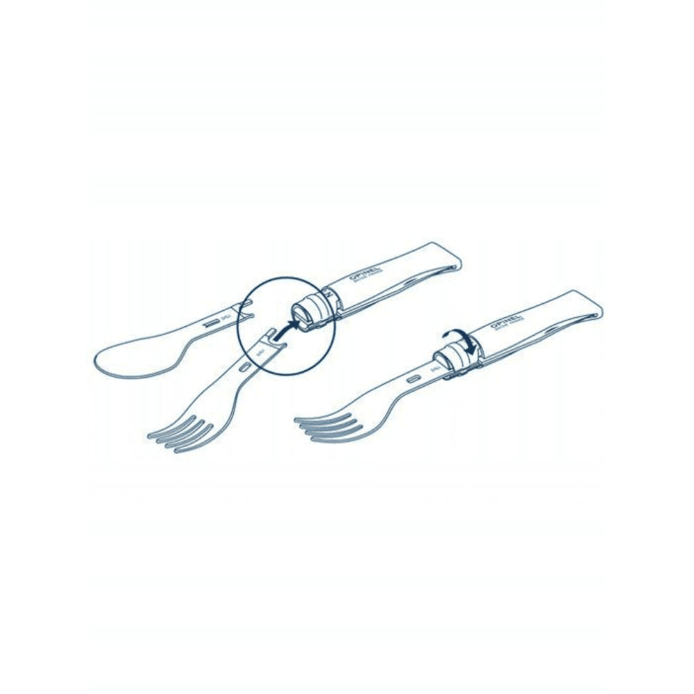 Opinel Picnic+ N°08 Zestaw sztućców Nóż składany Łyżka Widelec Camping Buk