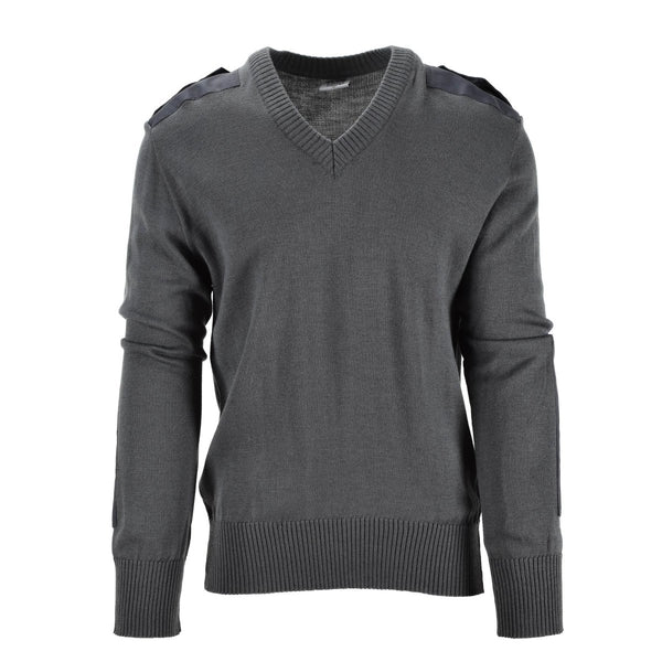Original Austrian army pullover Jumper commando grey wool V - neck sweater NEW - GoMilitar