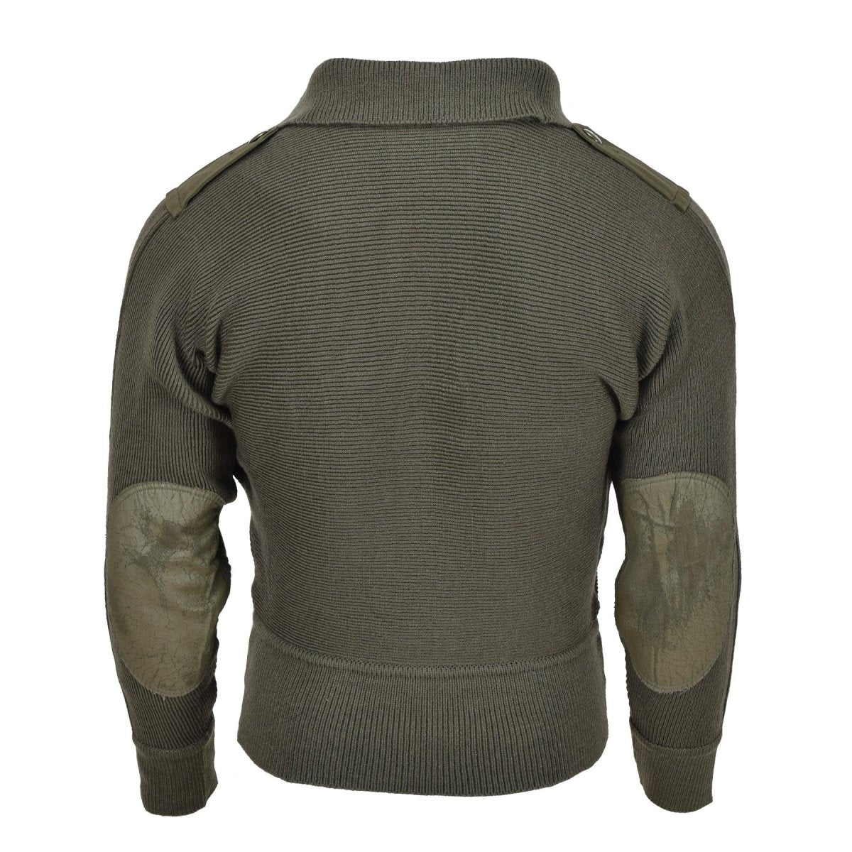 Oryginalny austriacki sweter wojskowy wzmocniony łokcie Blouson Rib Knit Pullover