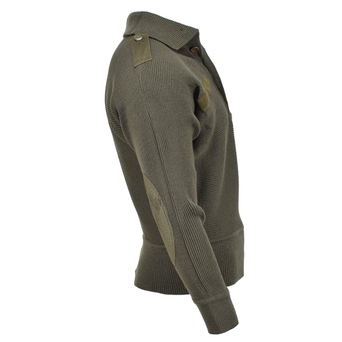 Oryginalny austriacki sweter wojskowy wzmocniony łokcie Blouson Rib Knit Pullover