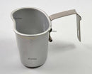 Original Belgian army aluminum canteen cup with handle, durable and lightweight for outdoor and military use.