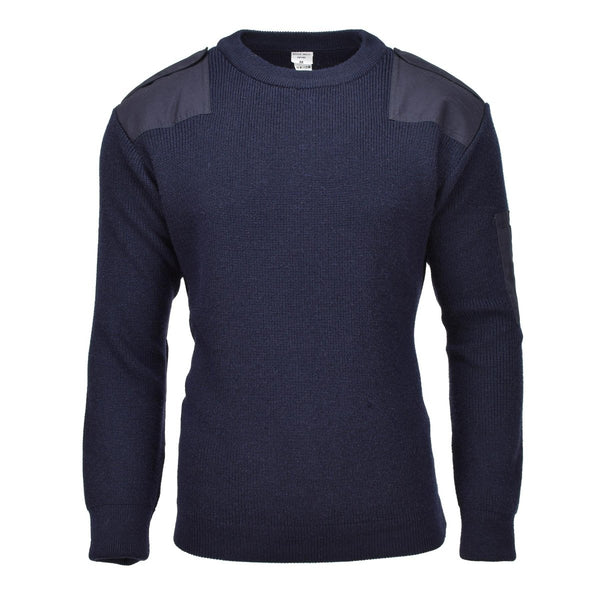 Navy blue sweater on a white background