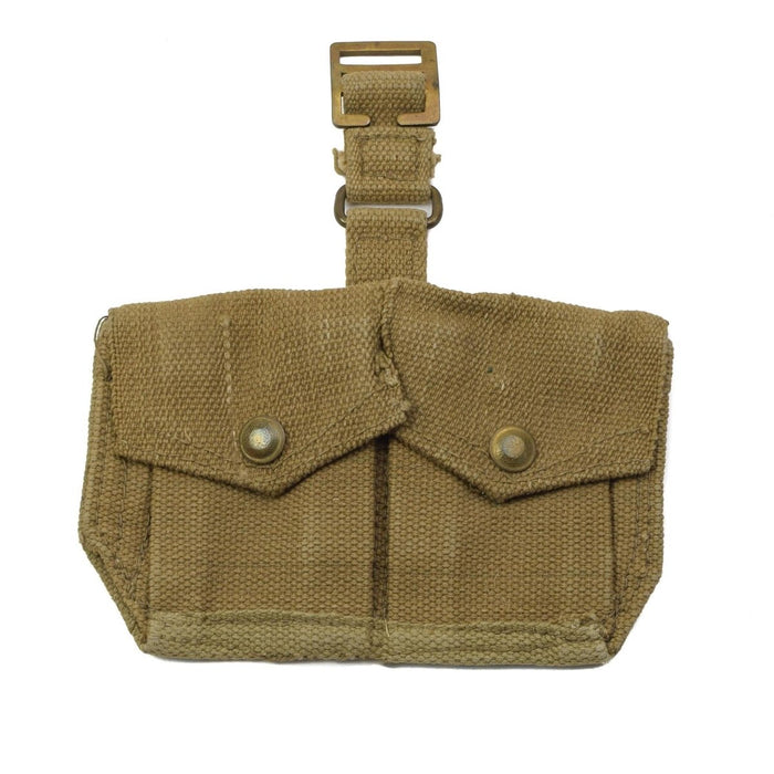 Original British Army M37 Webbing Cartridge Pouch Double Magazine Pouch Khaki - GoMilitar