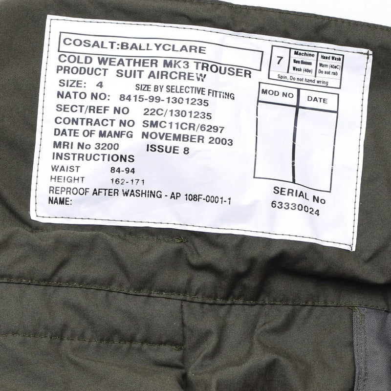Original British army MK3 tactical pants cold weather olive adjustable waist NEW - GoMilitar